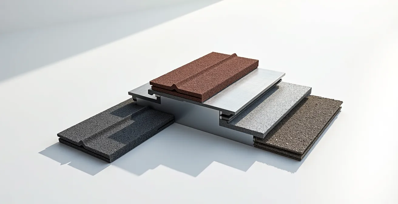 Échantillons de matériaux de toiture avec textures différentes