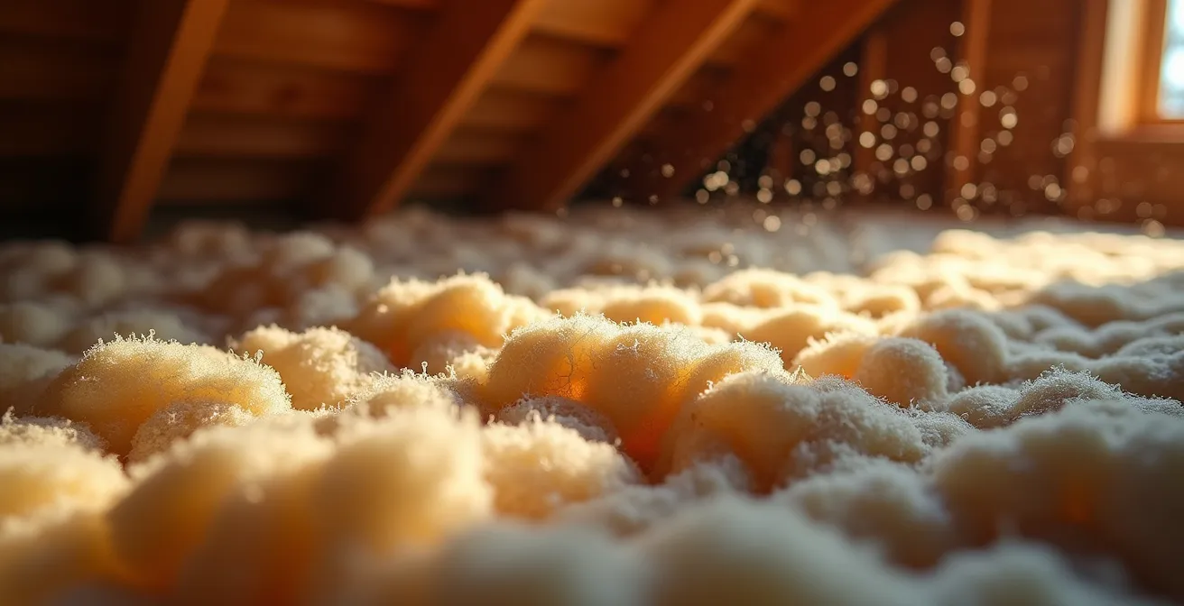 Coupe transversale d'un système de ventilation d'entretoit avec circulation d'air